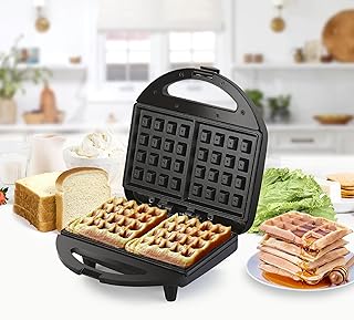 CELLO Super Club Ultra 750 Watts Waffle Maker Black | Auto On/Off Power Indicator, Non-Stick Surface, Heat Resistant Cool Touch Body & Handle, Easy to Clean, Auto Tempreture Control, Anti Skid Rubber
