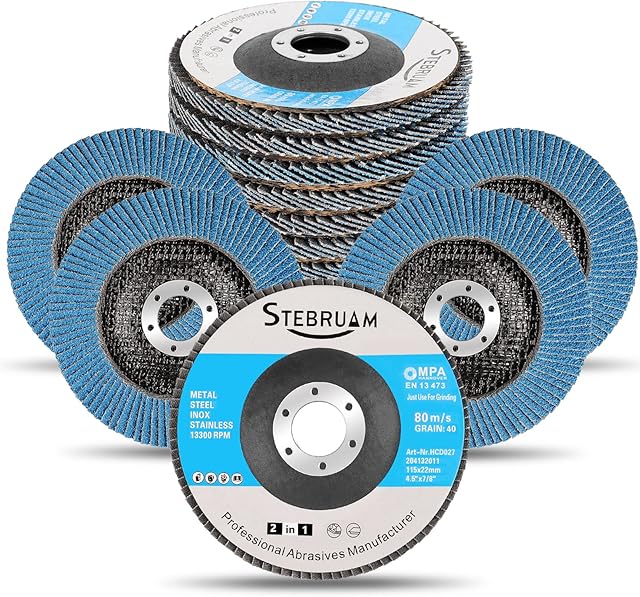STEBRUAM Flap Discs 115mm, 12 Pack Angle Grinder Sanding Disc 40 Grit Zirconia Grinding Wheels Discs for Polishing Welding Joints Aluminum Oxide Abrasives Discs Type 29 Grinder Discs 115mm(4.5")