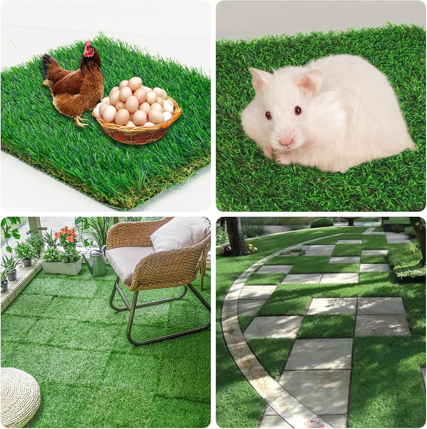 THREE ORANGES Chicken Nesting Box Pads, Washable Artificial Grass Nesting Pads Cuttable Chickens Nest Box Bedding Liners for Hen Coop Egg Duck Chicks Goose 12x12x1.35inch (8 Pack)