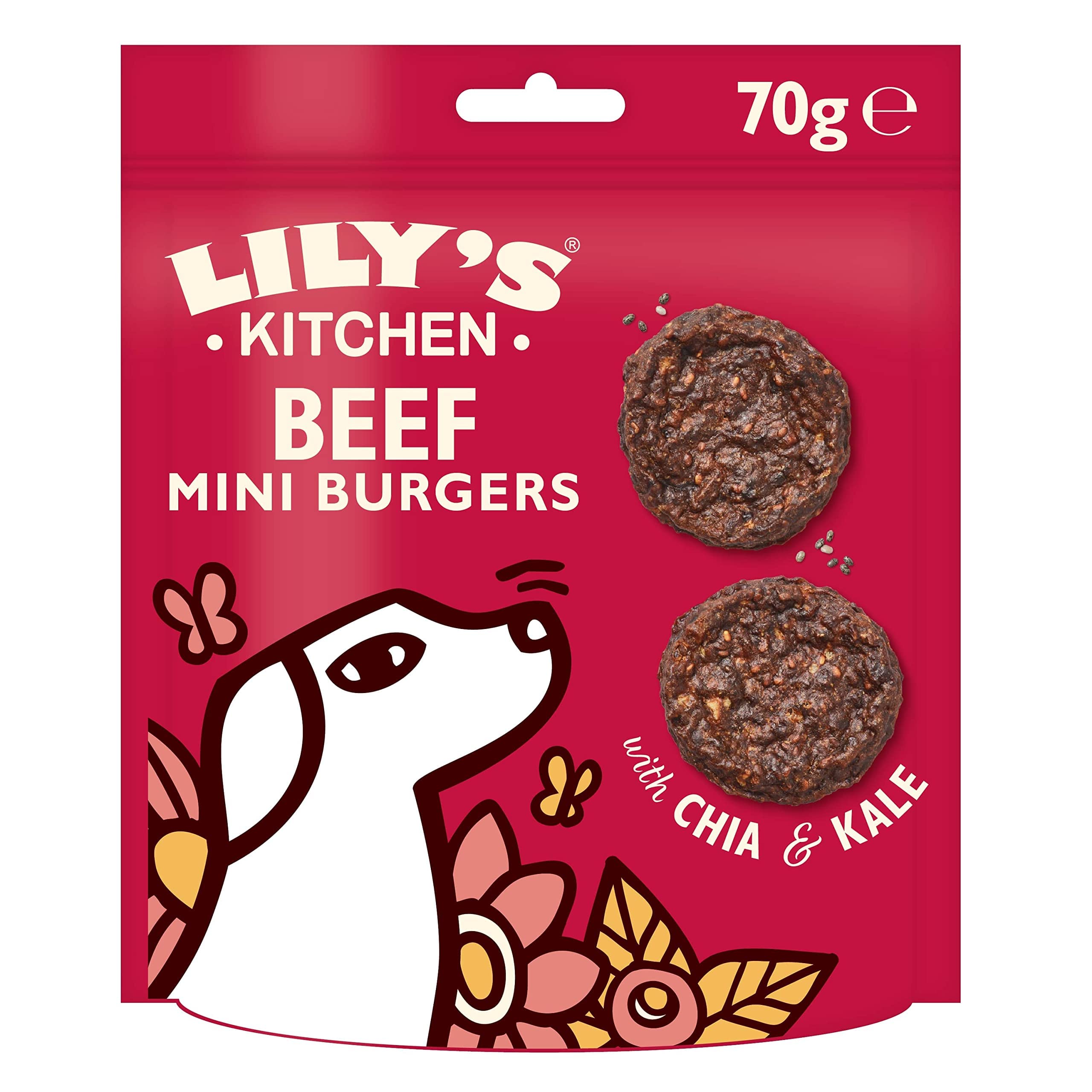Lily's Kitchen The Mighty Duck Mini Jerky Dog Treat (8 x 70 g) & Dog Treats The Best Ever Beef Mini Burgers (8 x 70 g)