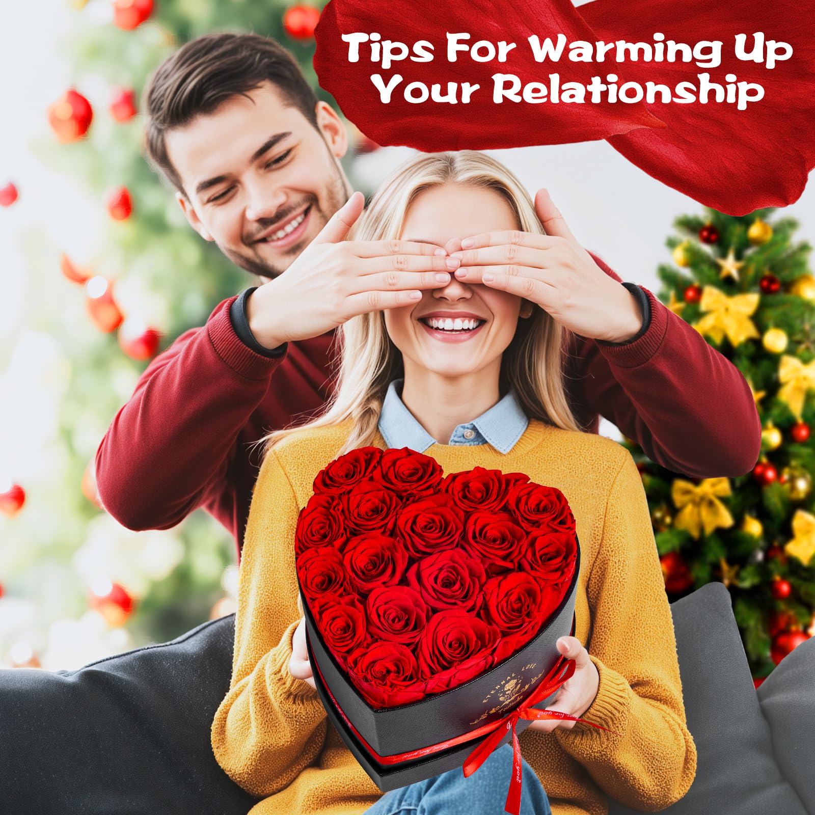 17 Pezzi Regalo di Festa della Mamma per Donne con Rose Stabilizzata Vera - Fiori Eterni in Scatola Cuore, Ideale​ per Lei Fidanzata Mamma, Fiori Stabilizzati, Regalo Compleanno, Romantico, Donna