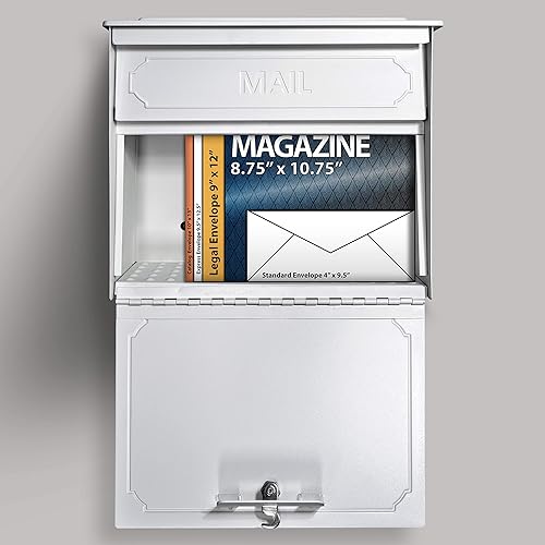 Miniatura 5 de Mail Boss 7179 Buzón de pared con cierre de bloqueo de seguridad para casa adosada, Blanco Alpino