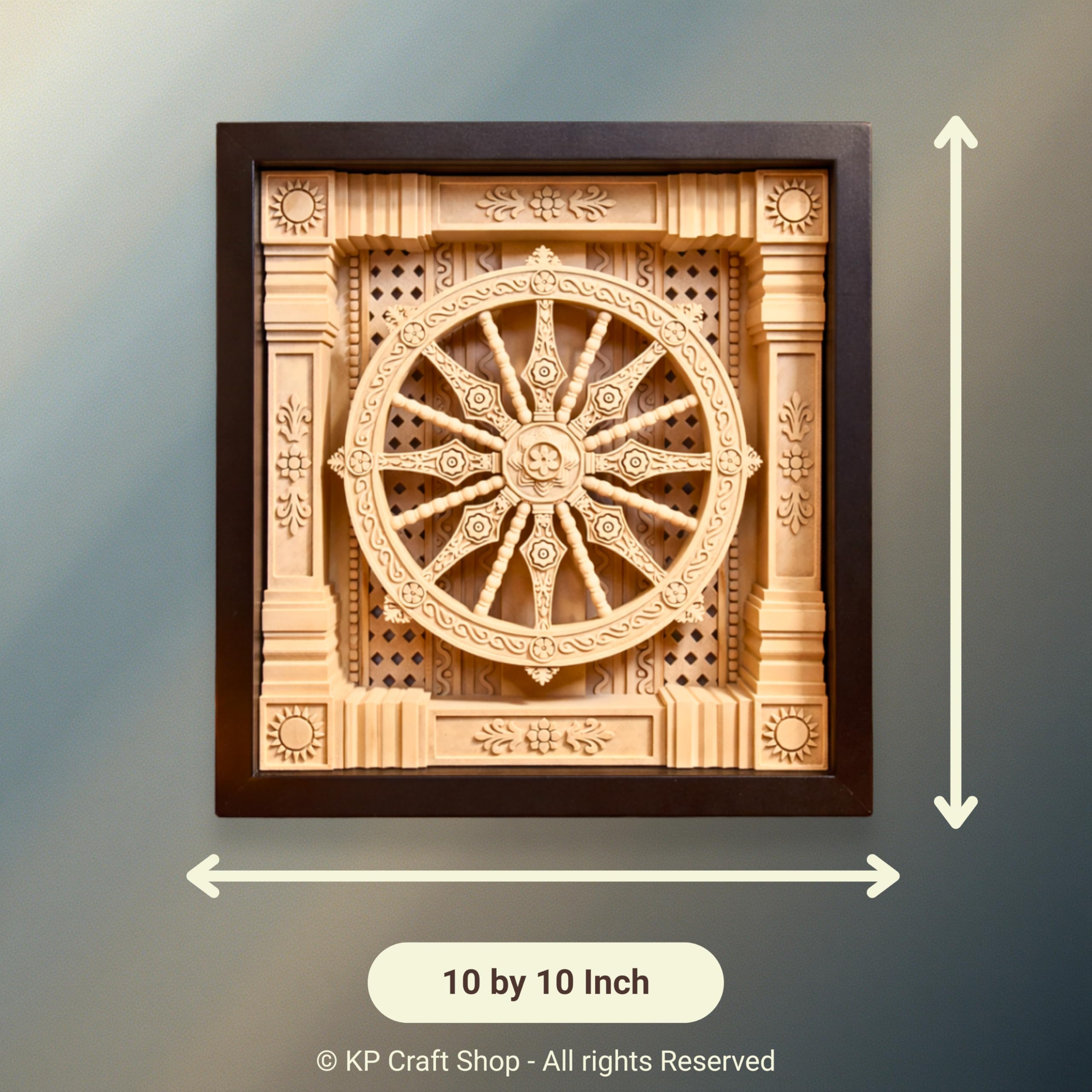 KP Craft Shop Konark Wheel 3D Printed Wall Frame | Indian Heritage