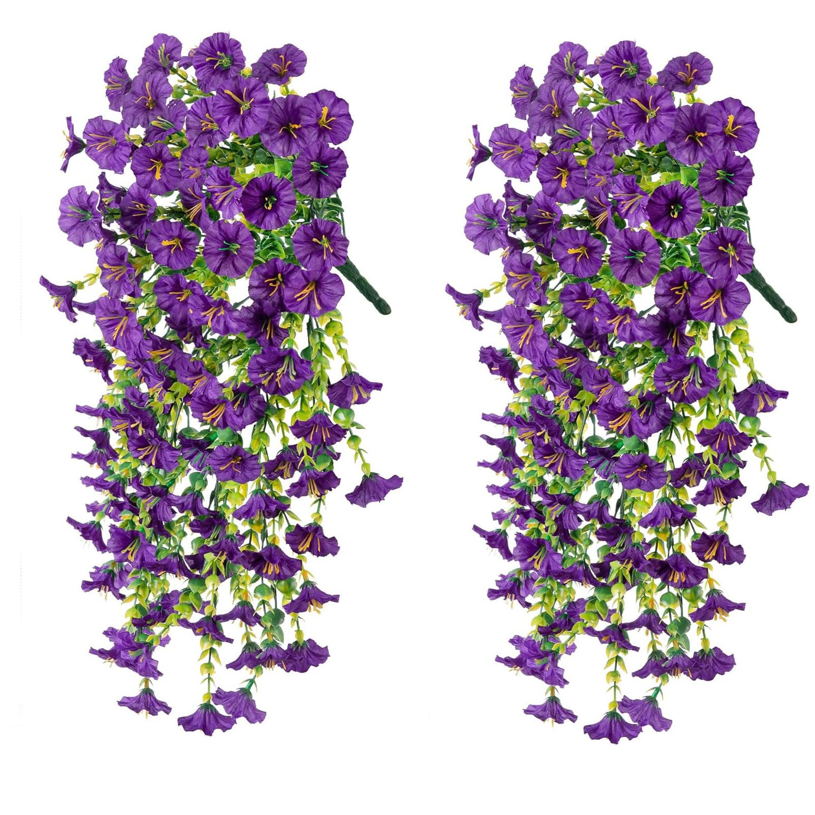 2026 New Artificial Hanging Morning Glory Flowers for Outdoors, UV Resistant Faux Flower Vine, Realistic Artificial Flowers for Patio, Porch, Garden Decor (Violet, 2PC) image 5