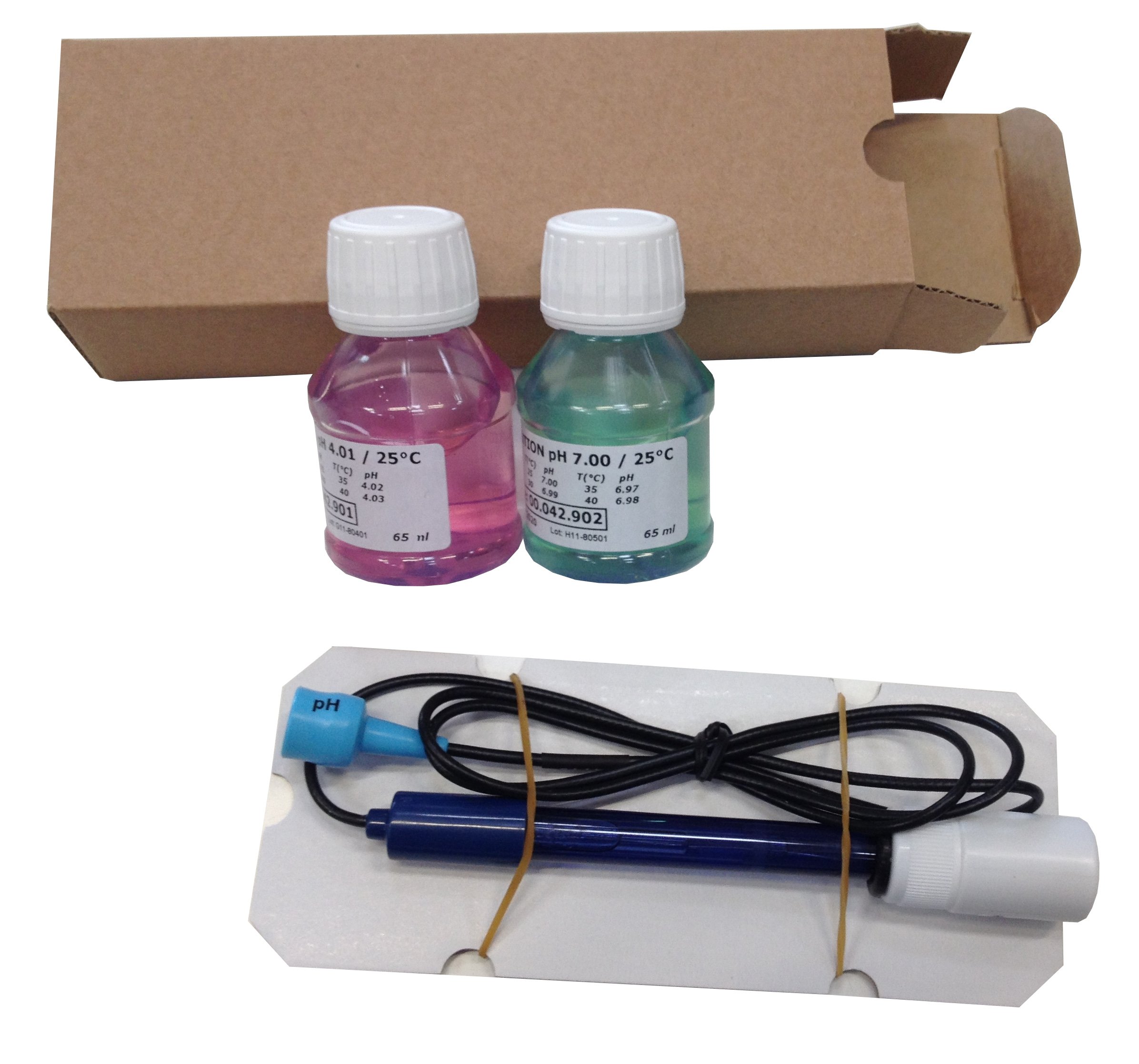 Kit de electrodo PH combinado con doble unión, rango medida 0-14 PH completo de soluciones tampón para la calibración