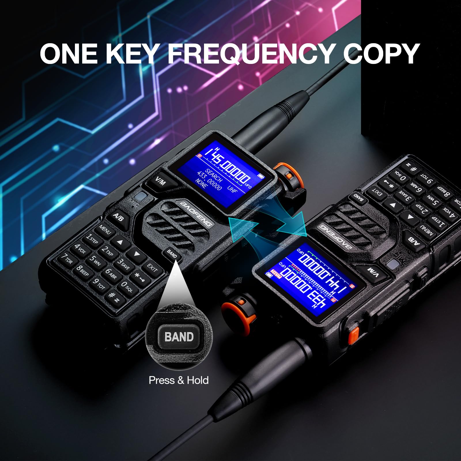 BAOFENG K5PLUS Radio amatoriale a tre bande UHF VHF 1.25 m 10 W 999 CH portatile