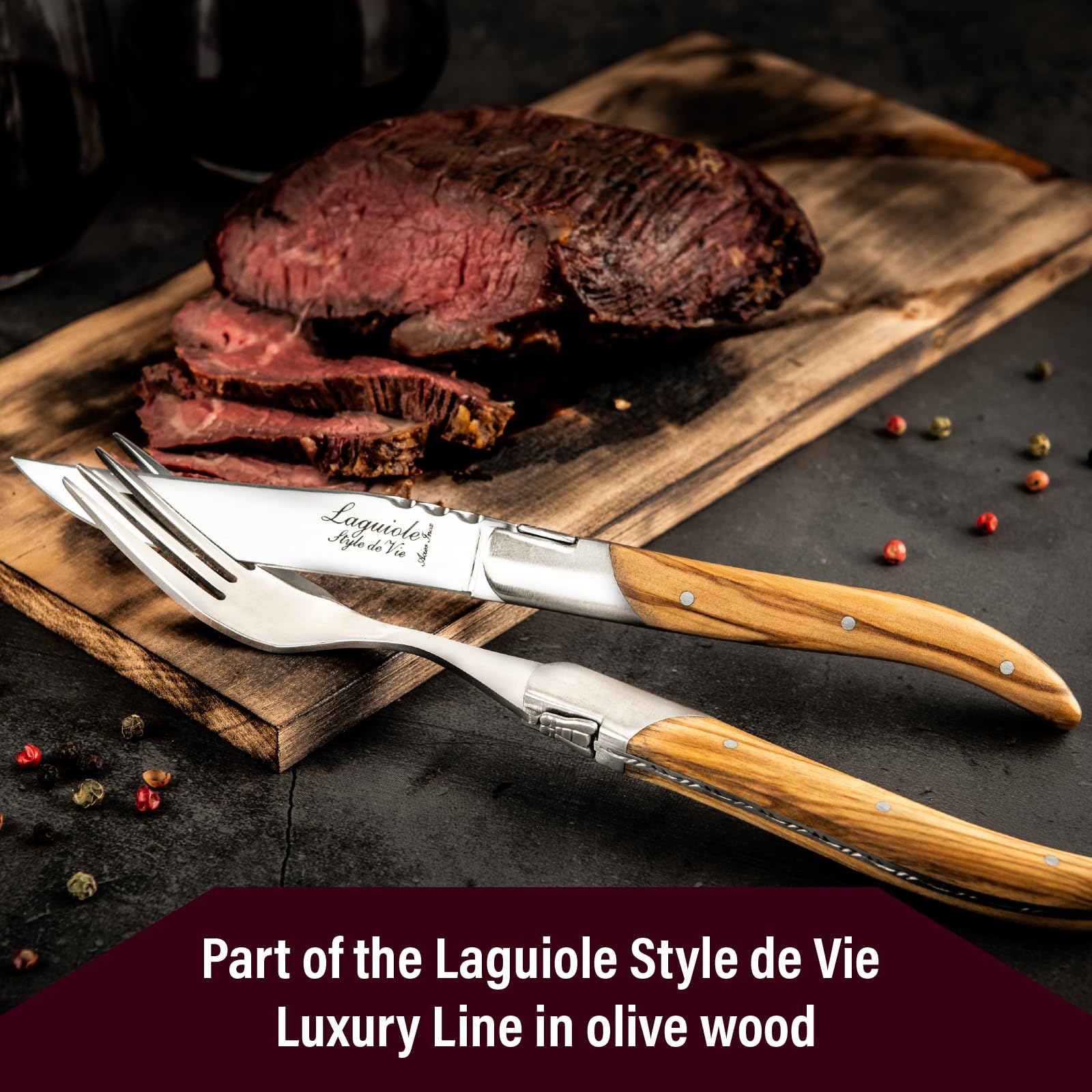 Laguiole Style de Vie Steakmesser Luxury Line, 6-teilig, Olivenholz