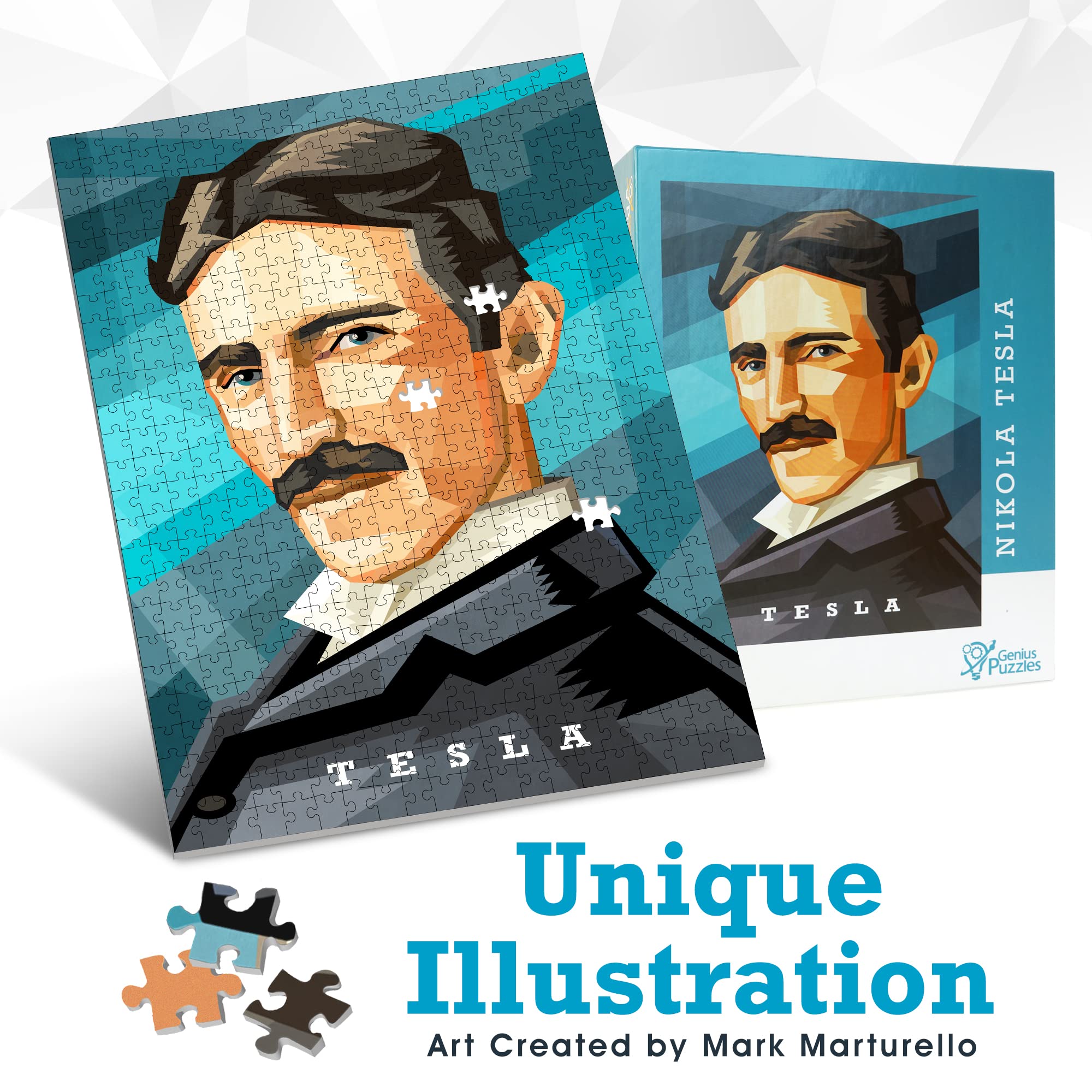 Nikola Tesla Jigsaw Puzzle - Chemistry Puzzles Great as Science Gifts - 500 Puzzle Pieces - Kid & Adult Puzzles - Unique Art Display for Home, School, & Office - Gift for Men & Women - Image 3