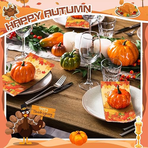Miniatura 4 de Karenhi 150 servilletas de papel desechables de 3 capas para invitados de Acción de Gracias, toallas de papel desechables para otoño, cosecha de