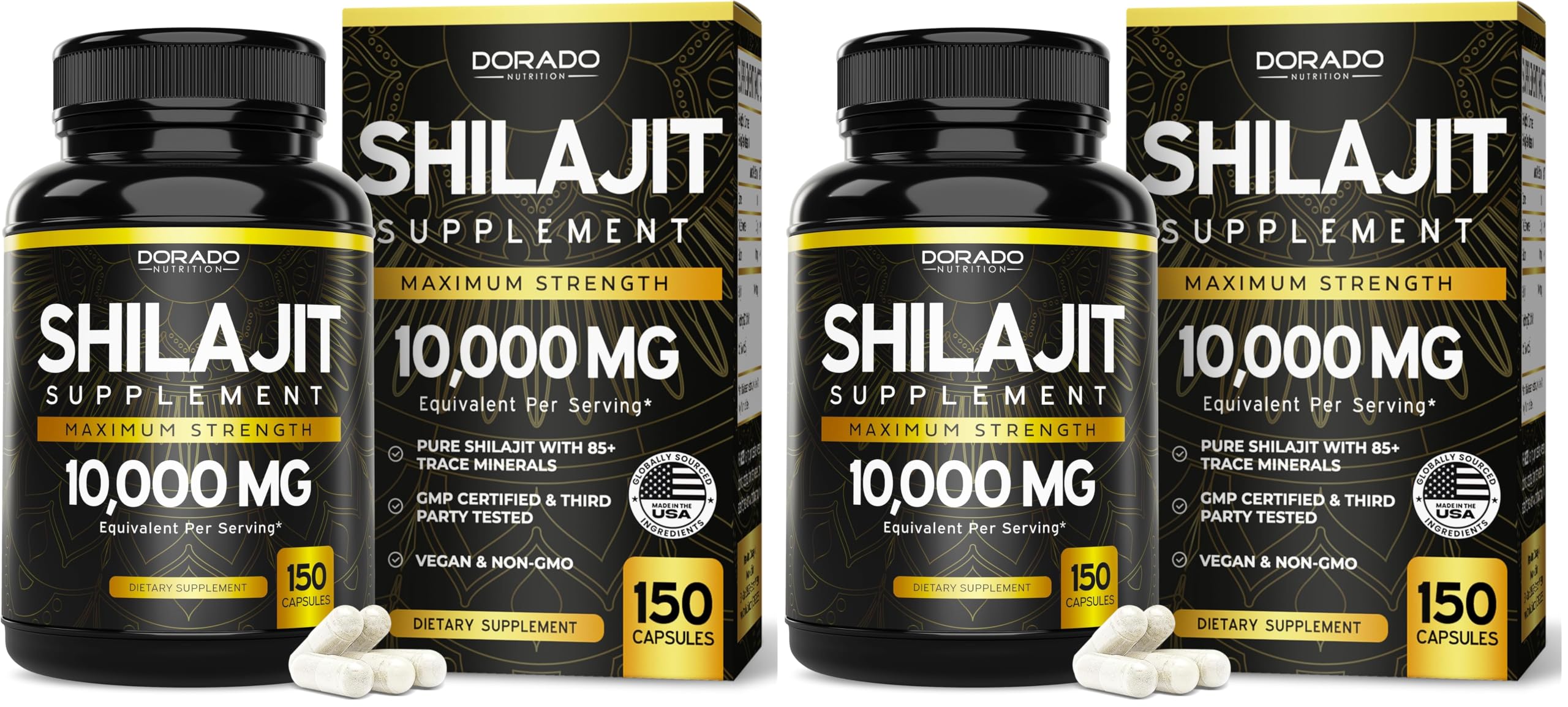 Shilajit Pure Himalayan Capsules 1,000mg (150 Capsules) - Premium Shilajit Capsule for Men - (High in Trace Minerals, No Fillers, Manufactured in The USA) - Non GMO (Pack of 2) 150 Count (Pack of 2)