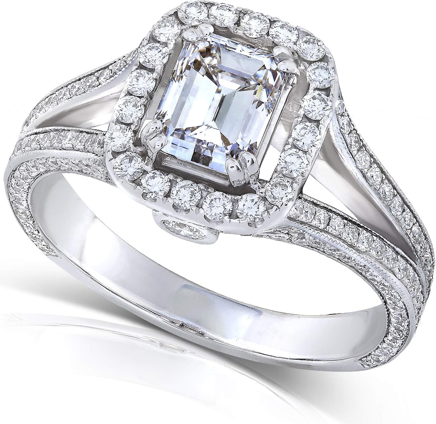 Emerald-cut Diamond Engagement Ring 1 3/4 Carat (ctw) in 18k White Gold (Certified)
