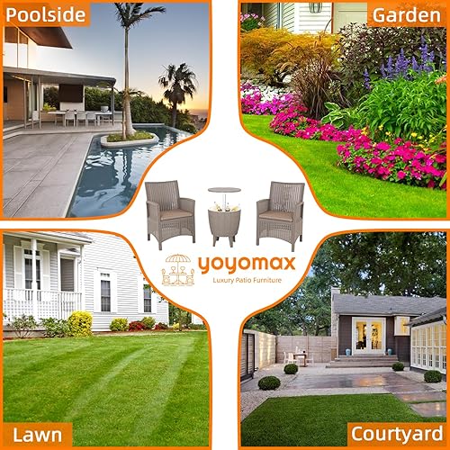 Miniatura 5 de yoyomax Juego de muebles de patio al aire libre de 2 piezas, color negro