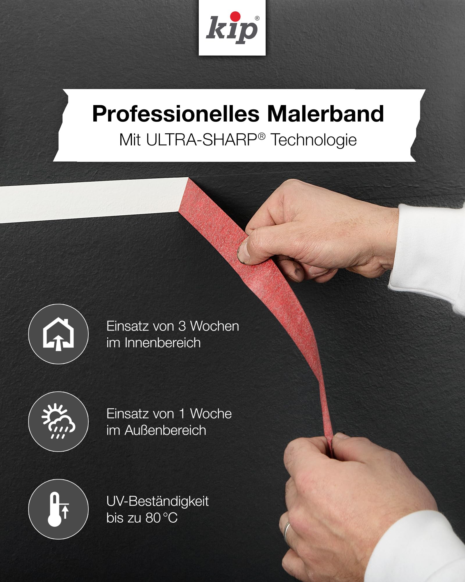 Kip Tape 3301 Ultra Sharp taśma klejąca w dwupaku – profesjonalna taśma malarska – ultra ostre krawędzie podczas malowania i lakierowania, 36 mm x 50 m