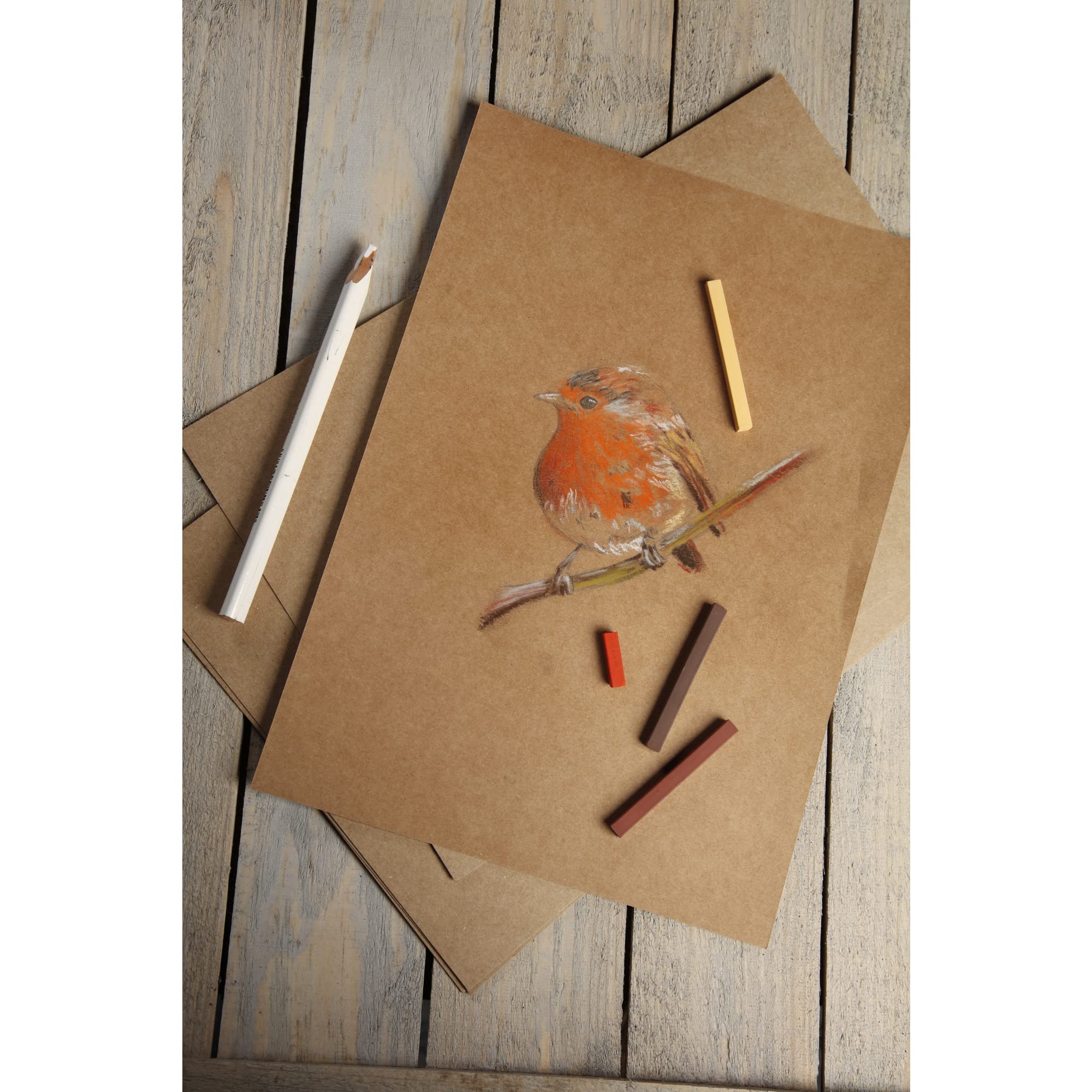 Clairefontaine 975149C Paquet Papier Kraft - 10 Feuilles Papier Kraft Brut Brun A1 59,4x84 cm 400g - Carte au Grain Brut pour le Dessin et les Activités Créatives