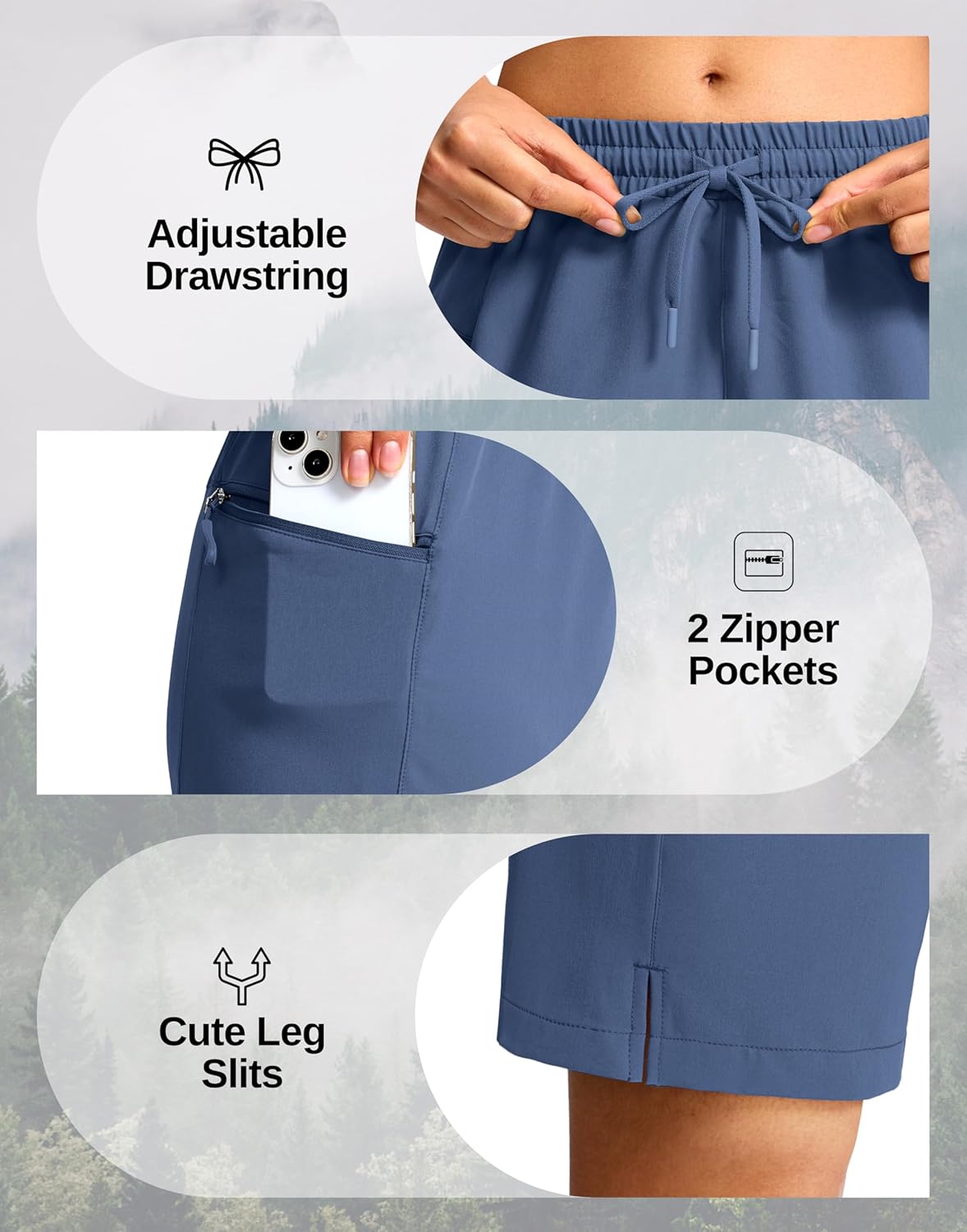 G Gradual Women's Hiking Shorts 2 Zipper Pockets Quick Dry Lightweigh 9" Bermuda Cargo Shorts Water Resistant Athletic Golf - Image 4