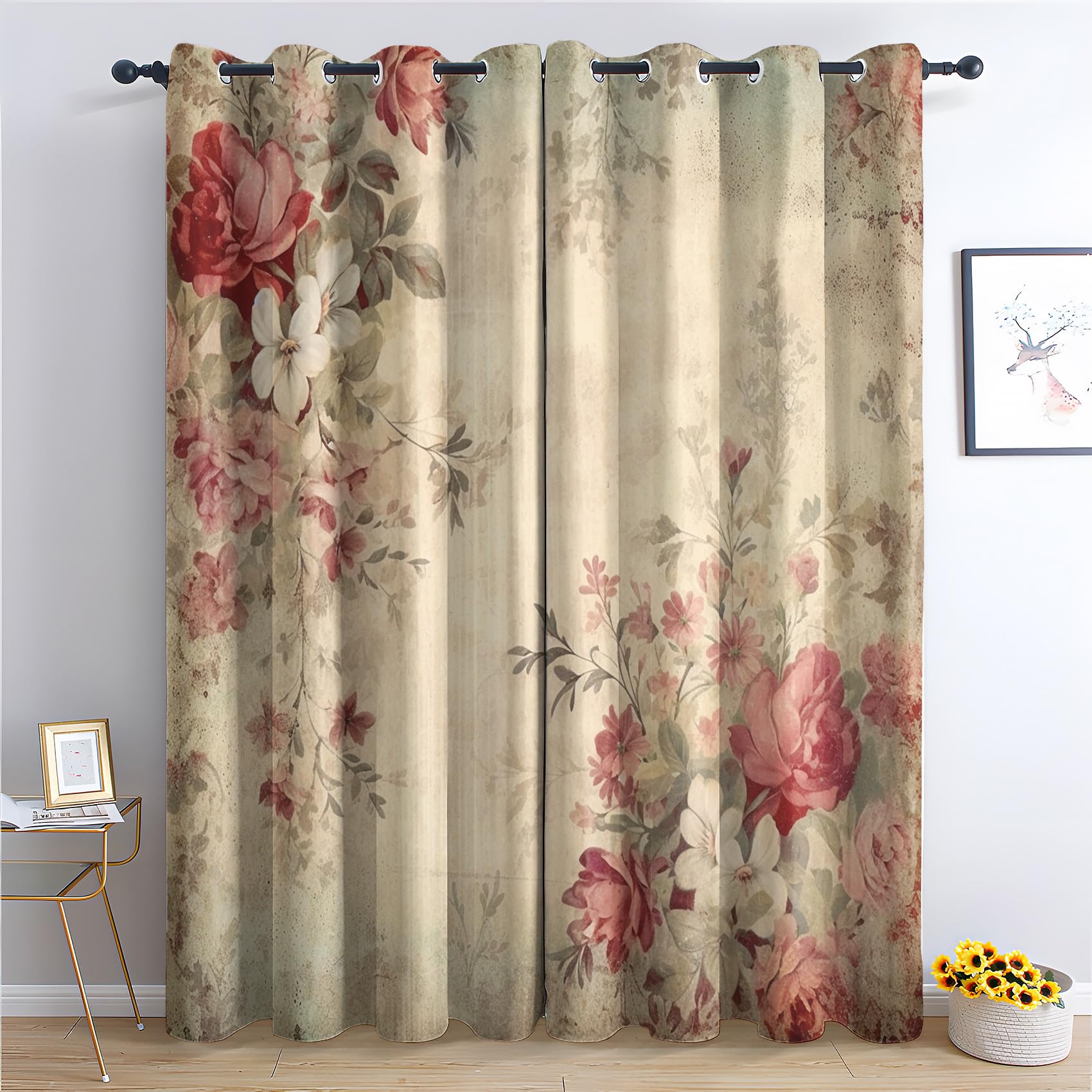 Double Rideau Vintage Orange - Dimensions 70 X 220 Cm, Uni, Occultant, Bon état