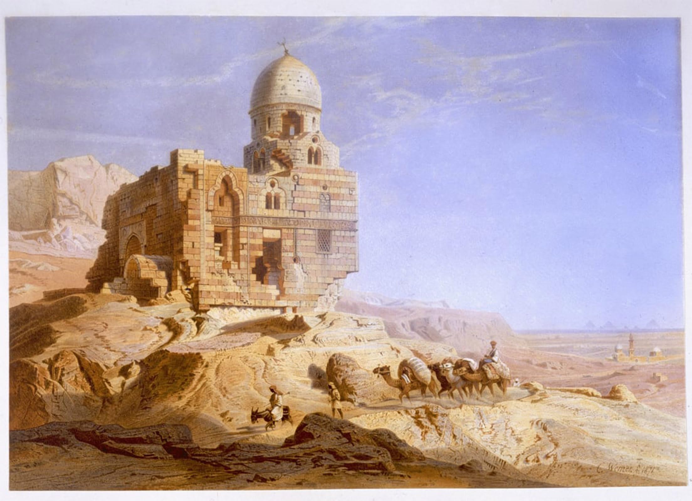 ARTXLXXBN Famous Prints Artwork Pictures Poster Painting Art Tombs of the Khalifs Cairo by Carl Friedrich Heinrich Artwork Landscape Pictures for Home Decor 60x90cm