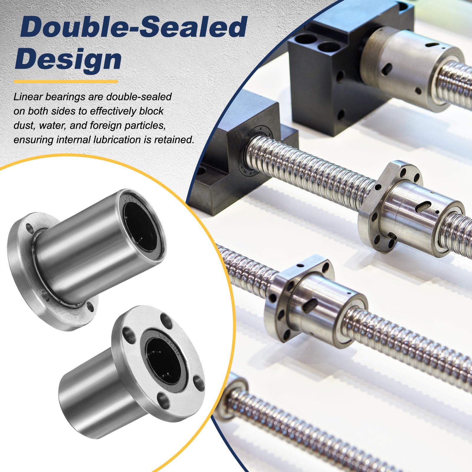 QUARKZMAN 4 Pezzi Cuscinetti Lineari LMF25UU, Diametro Interno 25mm Cuscinetti Lineari A Sfere Con Flangia Rotonda Boccola Di Movimento Con Doppia Guarnizione In Gomma ABEC3 Per CNC