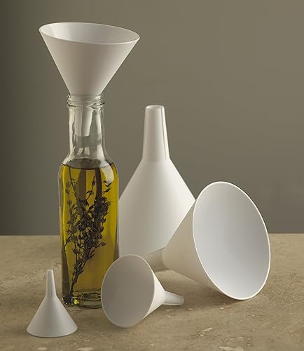 Miniatura 7 de Fox Run Embudo de plástico multiusos, juego de 5, blanco, mini, pequeño, mediano, grande