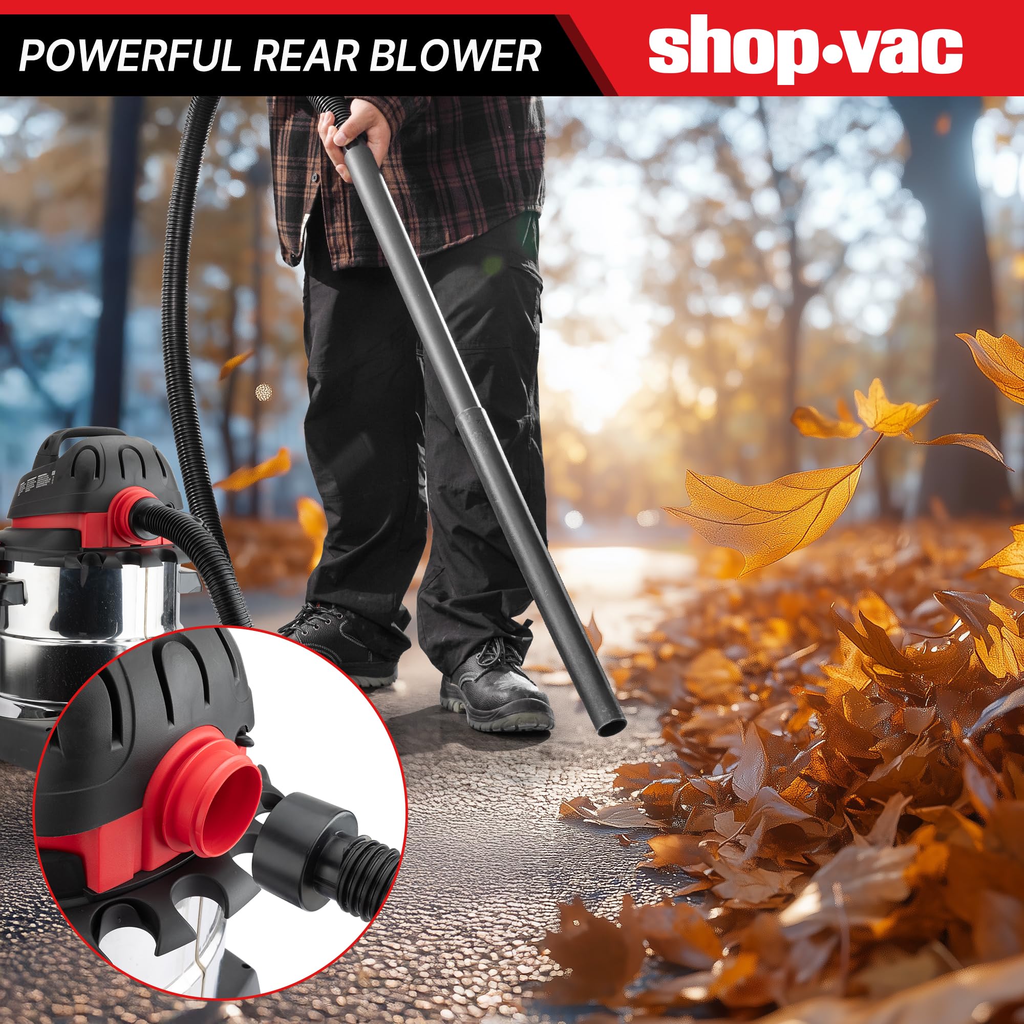 Shop-Vac 5989305 Aspiradora de Acero Inoxidable de 4.5 Pico HP de 5 galones, Color Negro, Negro