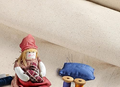 Miniatura 5 de MDS - Paquete de 1 yarda, 100% tela de muselina de algodón de 48 pulgadas de ancho, tela natural sin blanquear de peso medio, tela de lino