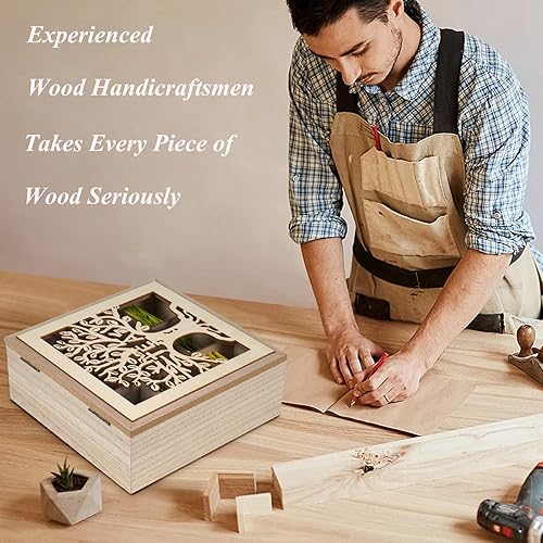 Miniatura 3 de handrong Organizador de caja de té, organizador de té para bolsas de té, soporte de té de madera para bolsas de té, organizador de almacenamiento de