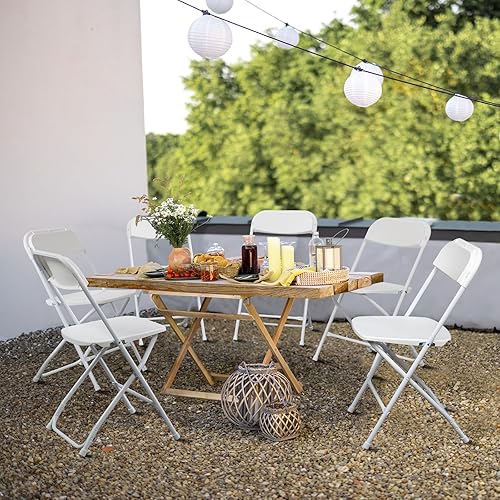 Miniatura 7 de susici Paquete de 10 sillas plegables de plástico negro, portátiles, apilables, comerciales, sillas plegables con marco de acero para el hogar,