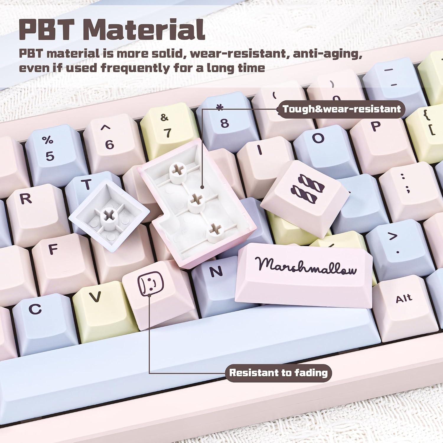 Marshmallow Theme Pink Custom Cute Cartoon Keycaps