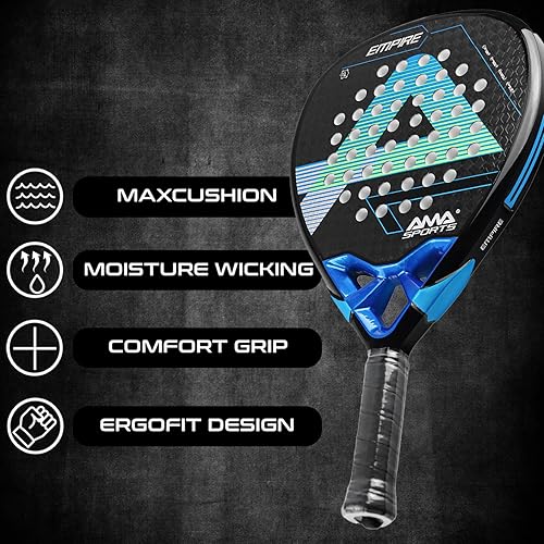 Miniatura 3 de AMA SPORT Raqueta de pádel Superficie de Fibra de Carbono con núcleo de espuma EVA Memory Flex Core Pádel Raqueta de Tenis Raqueta de Pádel Ligeras