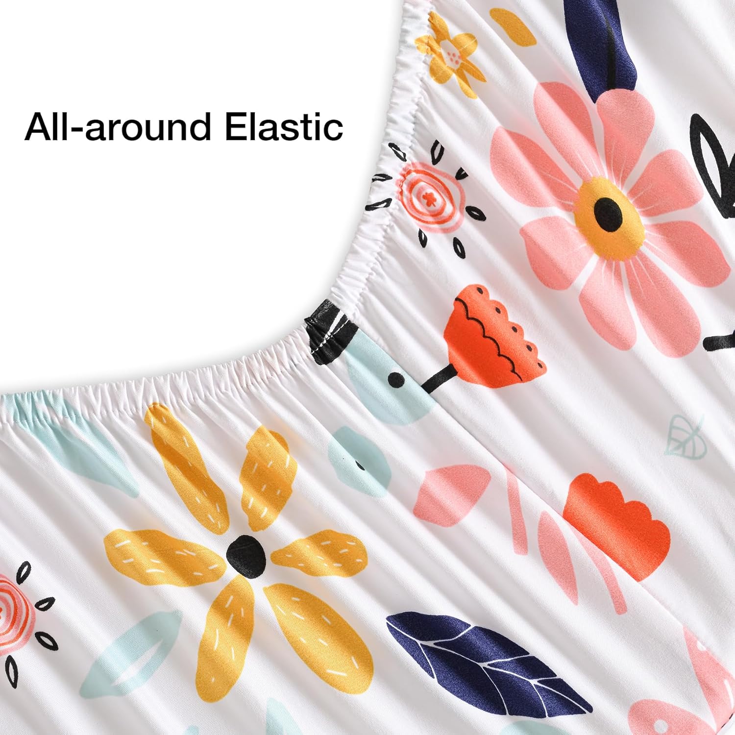 Yibeizi Floral Sheet Set King, Cute Flower Boho Pattern Bed Sheets Microfiber Bedding Sheets & Pillowcases Soft 15" Extra Deep Pocket Fitted Bedsheet 4 Piece - Image 4