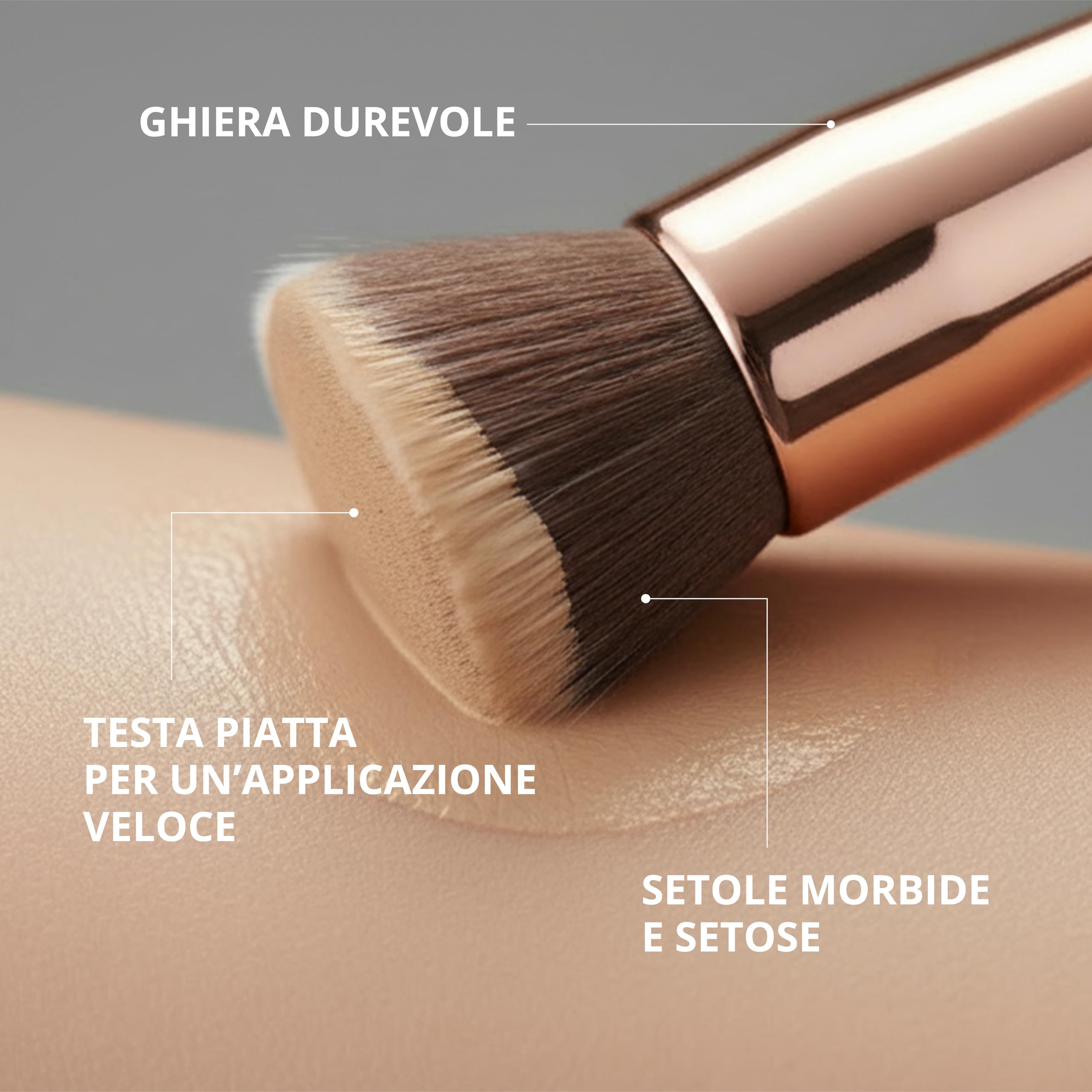 Pennello Fondotinta Liquido Trucco Cipria - Pennello Flat Top Kabuki Viso, Perfetto Per Foundation, Crema Minerale, Polvere - Setole Sintetiche Di Qualità Professionale