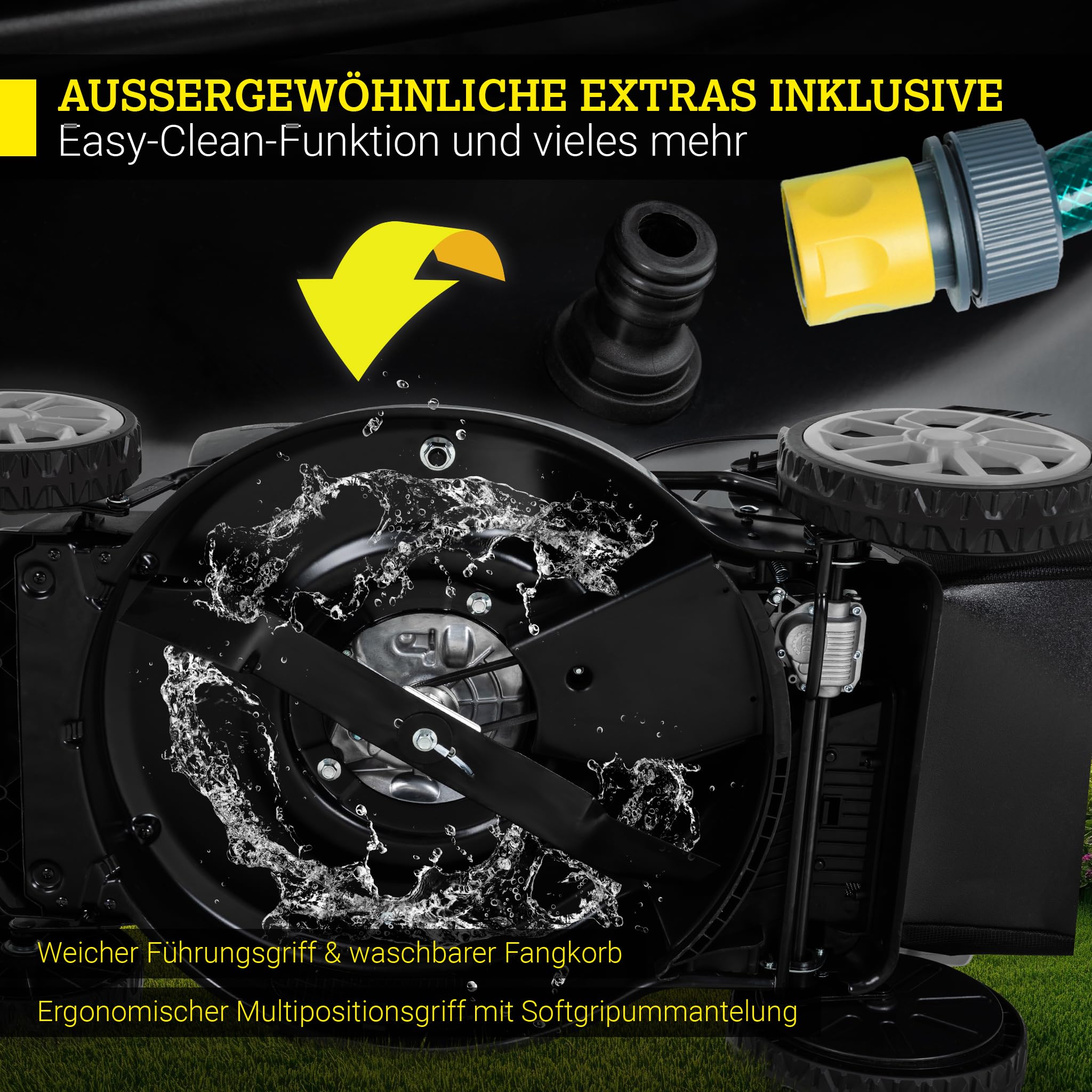 Craftfull Benzin Rasenmäher CR-224-30 | 5,1 KW 7 PS | 223 cm³ OHV Motor | Benzinrasenmäher - Mäher - Selbstfahrantrieb - 53 cm Schnittbreite in 7 Höhenstufen (CR-224-30 5,1 KW 7 PS 223 cm³ Motor Grau)