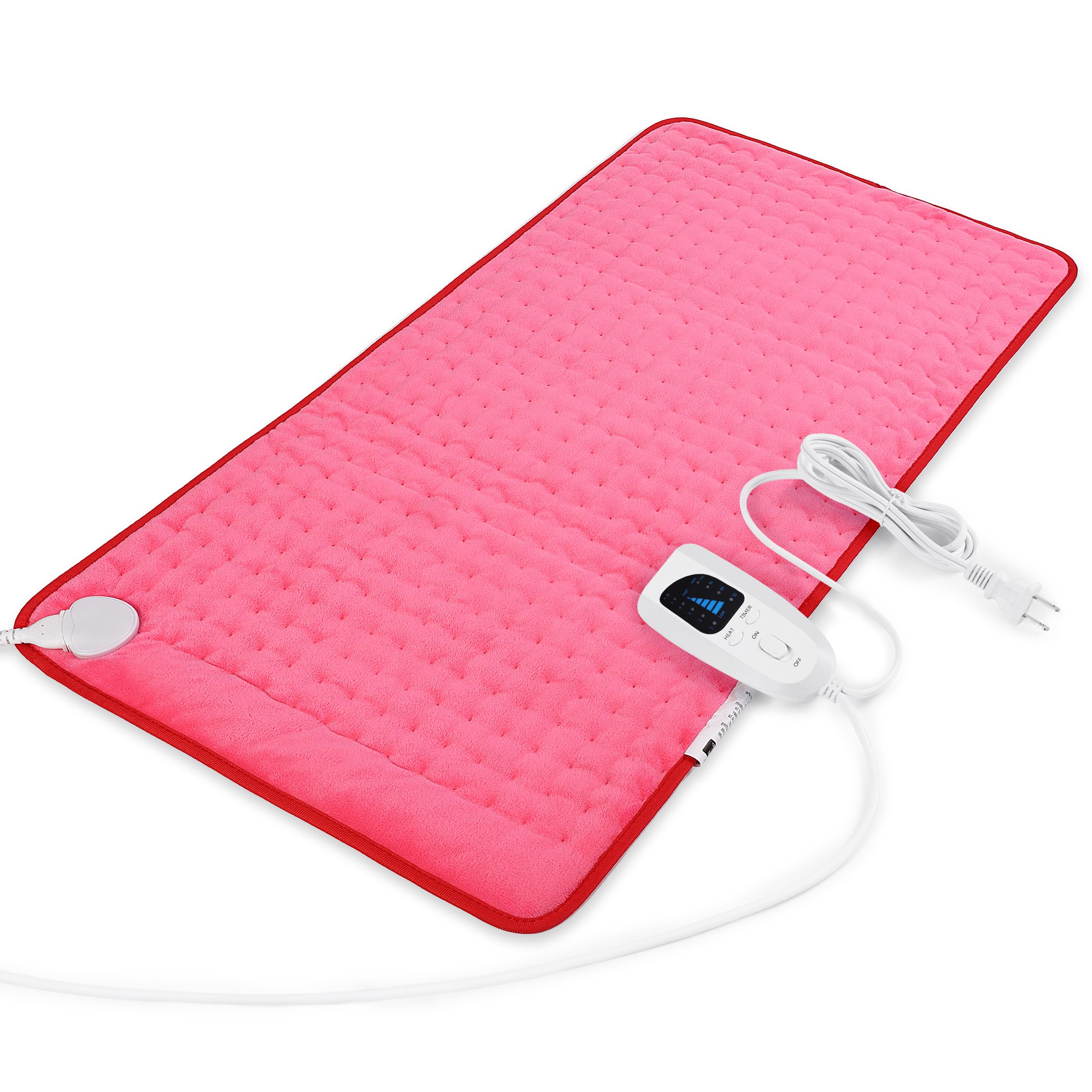 Deepsoon Electric Heating Pad for Back, Neck, Abdomen, Legs (33x17 Inch, Fuchsia) | Fast Heat & Auto Shut Off - main product image
