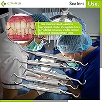 Vista 5 de Cynamed Jacquette - Juego de 5 curetas dentales para escamas de hoz, instrumentos periodontales exploradores de doble extremo, kit de herramientas