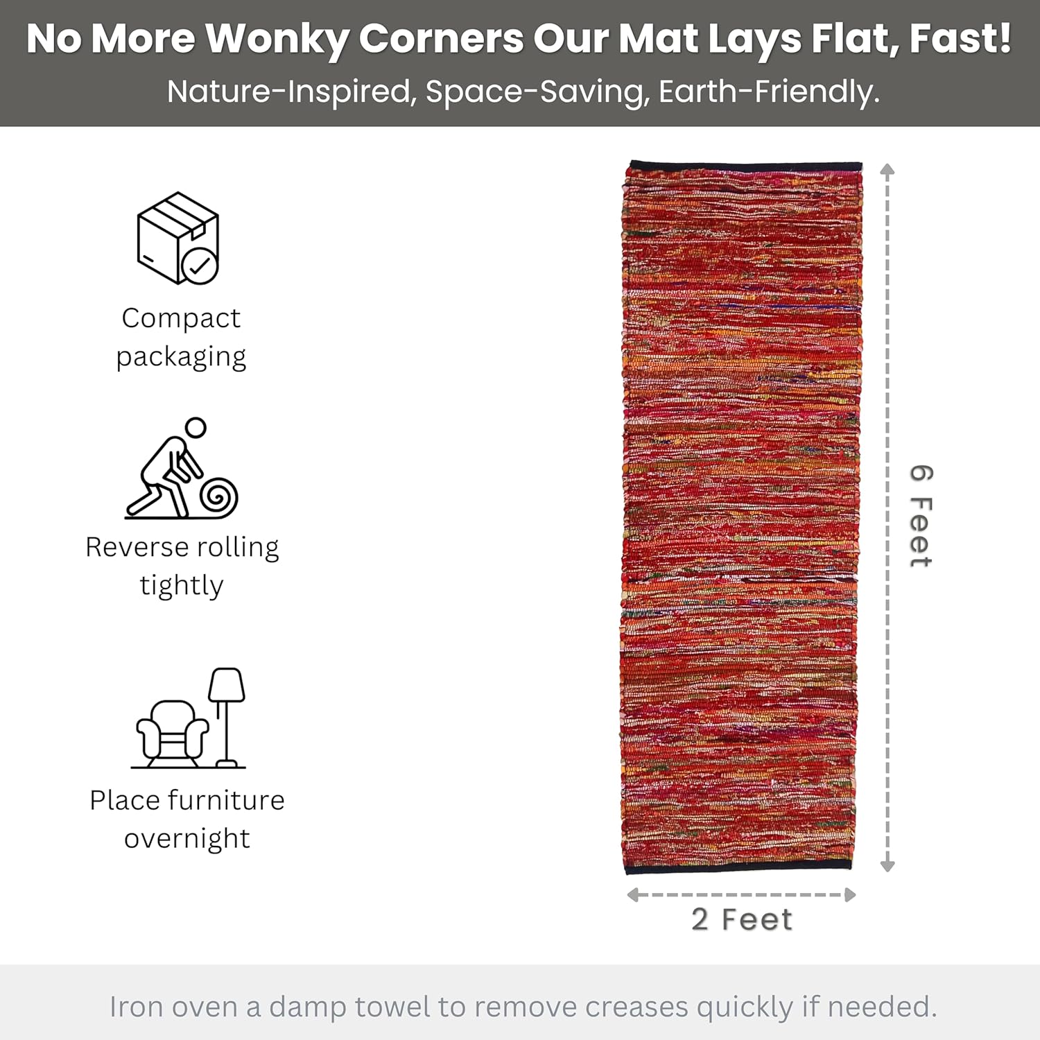 Ramanta Home Cotton Chindi Runner Rug - 2x6 ft Multi Color, Farmhouse Boho Runners for Living Room, Bedroom, Hallways, Patio, Kitchen | Soft Bohemian Floor Carpet for Home Decor - 24x36 Inches - Image 2