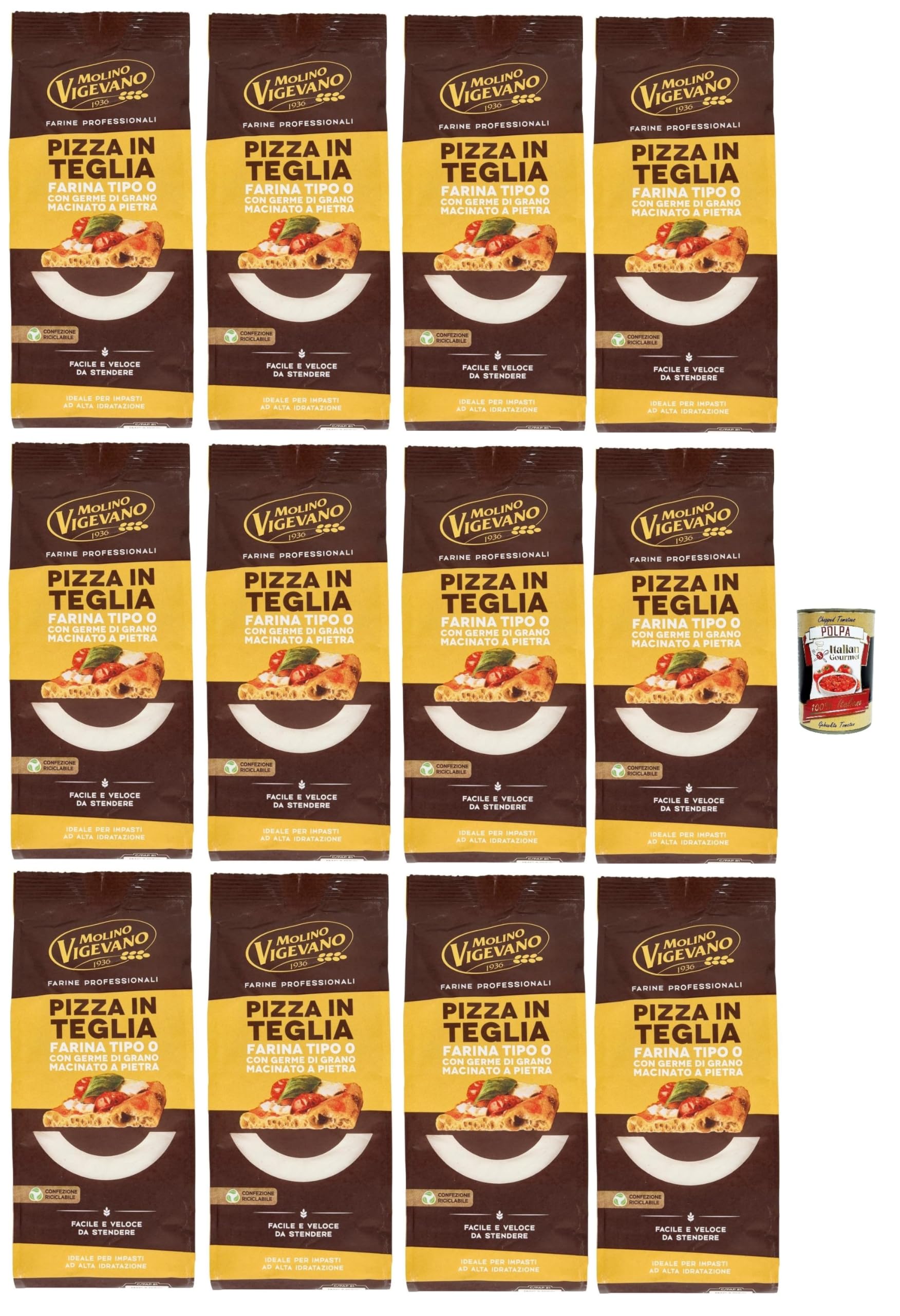 Italian Gourmet Farina professionale pizza in teglia Mehl Typ 0 12 x 500g