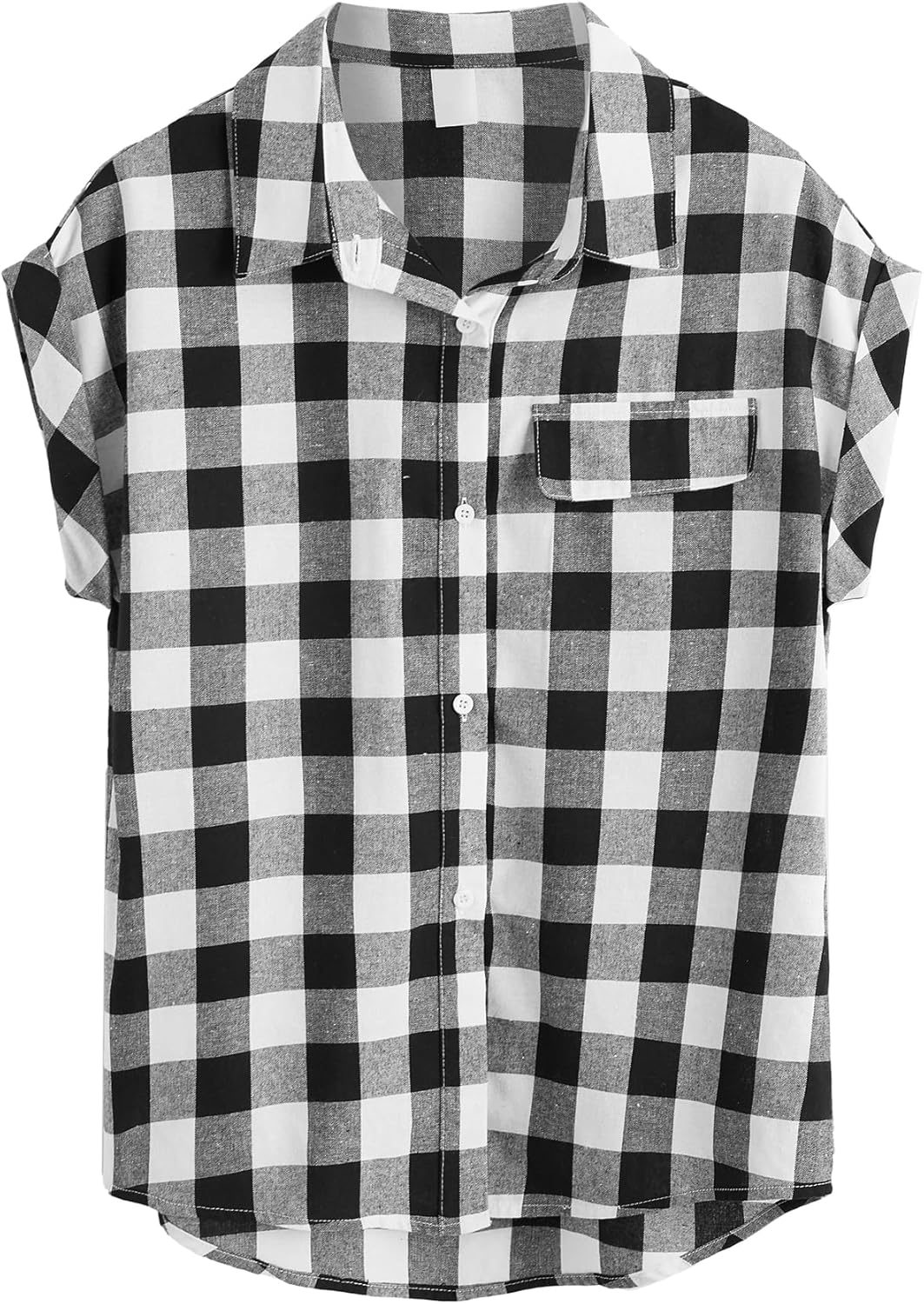 Milumia Women Casual Short Sleeve Button Down Collar Shirt Blouse Front Tie Knot Tops