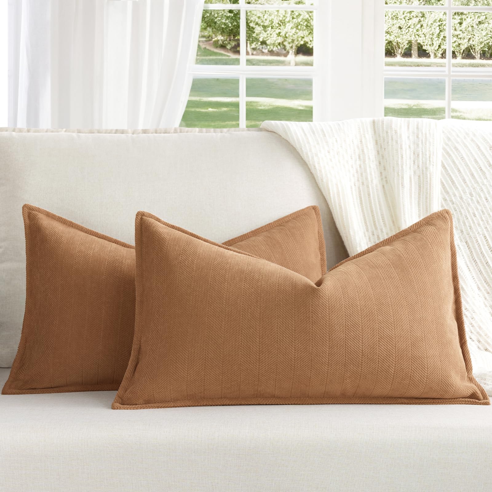 Amazon.com: ZWJD Camel Pillow Covers 12x20 Set of 2 Chenille Throw