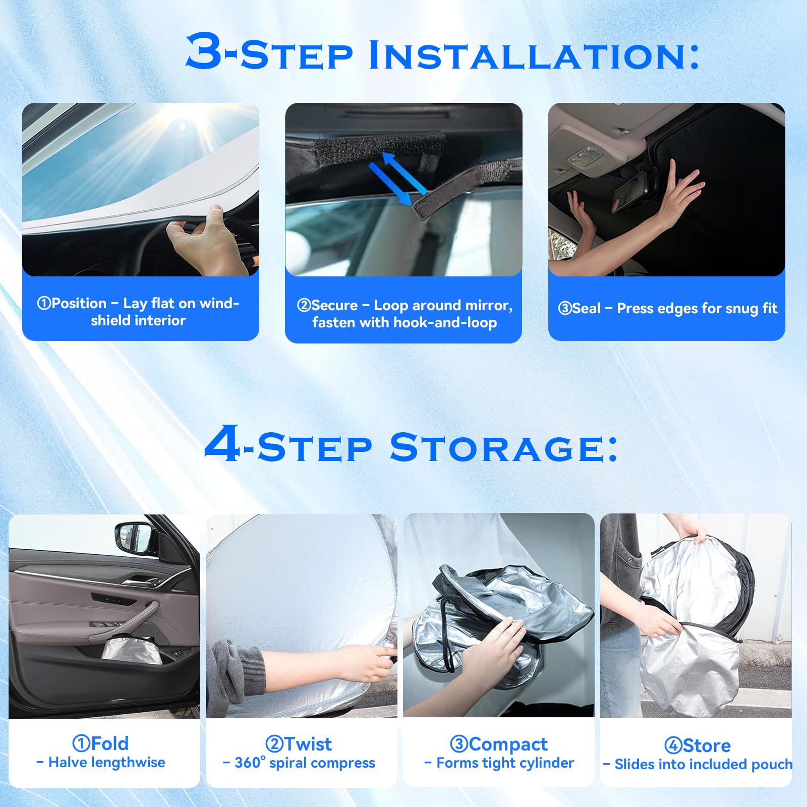 Parasole per parabrezza compatibile con Nissαn Qashqai J12 2021-2024 2025, parasole per parabrezza anteriore con protezione UV, protezione dal calore, pieghevole, accessori per parasole auto