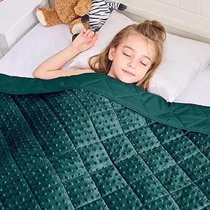Green Weighted Blanket Kids 10lbs, 40"x60", Breathable Twin Size Cooling Minky Heavy Throw Blanket for 80-120lbs, Soft Winter Thick Big Blankets Weighted Comforter Gift for Sleeping