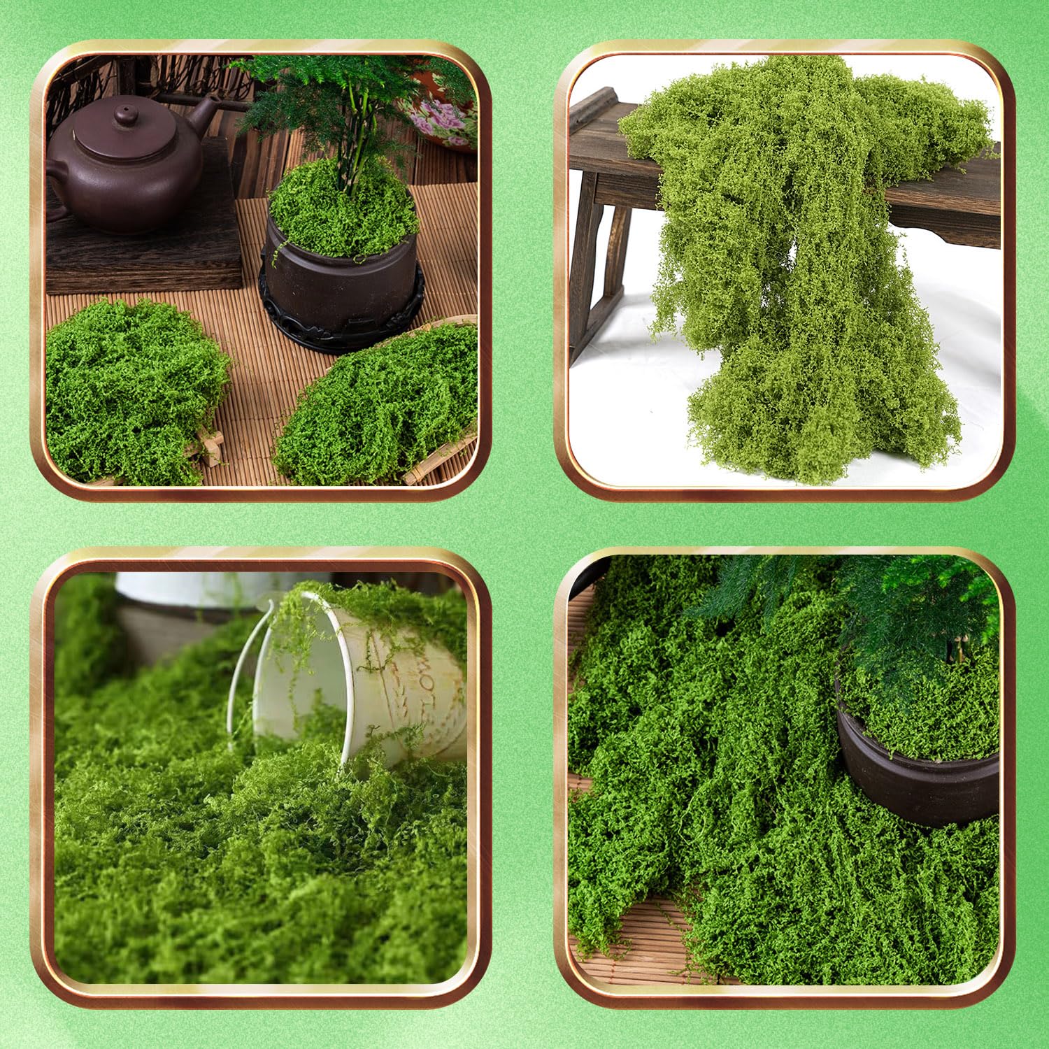 150g Muschio, Muschio Finto per Decorazioni, Muschio Stabilizzato per Bricolage Modellismo Parete Terrario Casa Decori (Verde Chiaro)