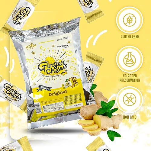 Miniatura 2 de Fusion Select - Masticables de jengibre  Delicias dulces dulces y suaves de Indonesia  Promueve el alivio de las náuseas matutinas malestar