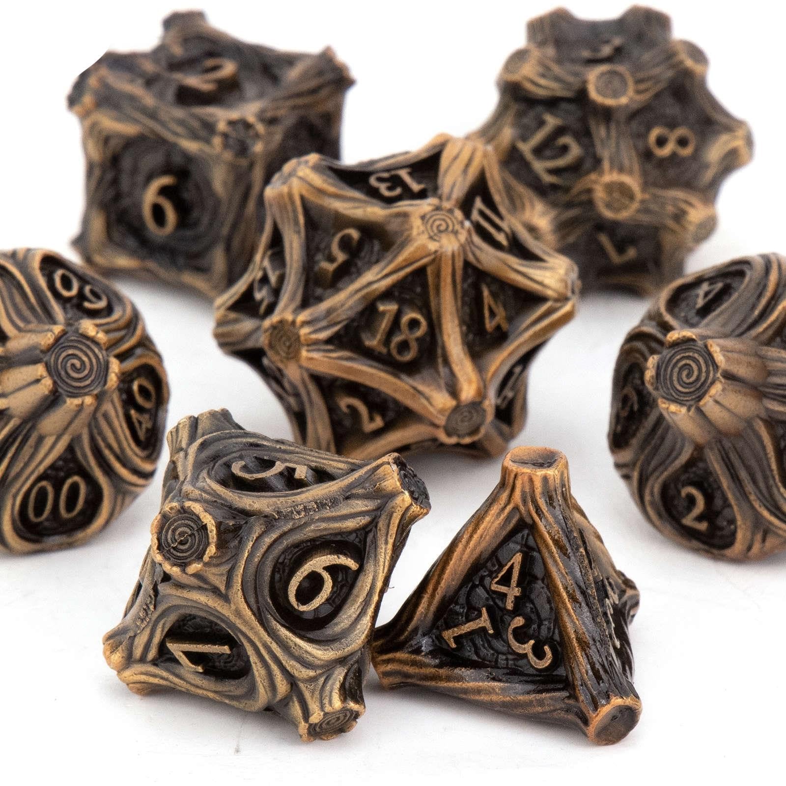 Lot de 7 Dés en Métal, Jeu de Dés Polyédriques DND pour Jeux de Société