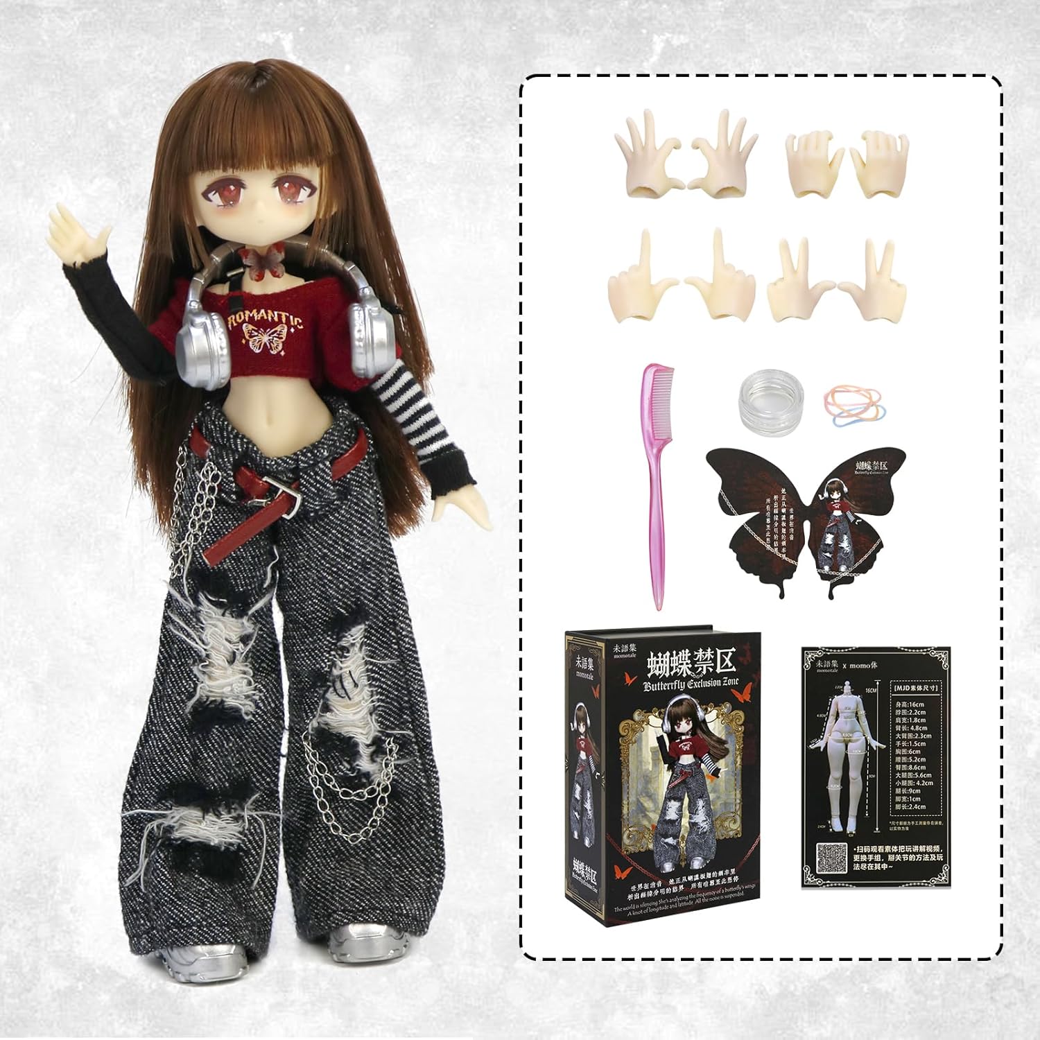 BJD Dolls 1/8 BJD Doll 9" Ball Jointed Doll Dress Up Dolls Collectible Figures Collection Gift Toys for Party Birthday Ages 15 and Up PVC & ABS Costume Included, Butterfly Exclusion Zone