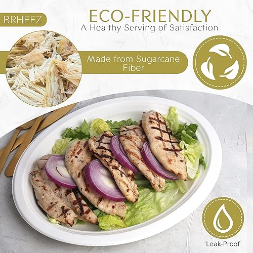 Miniatura 5 de brheez Platos desechables de papel ovalado (25 unidades) resistentes mejor que los platos de papel (10 x 12.5 pulgadas), platos desechables