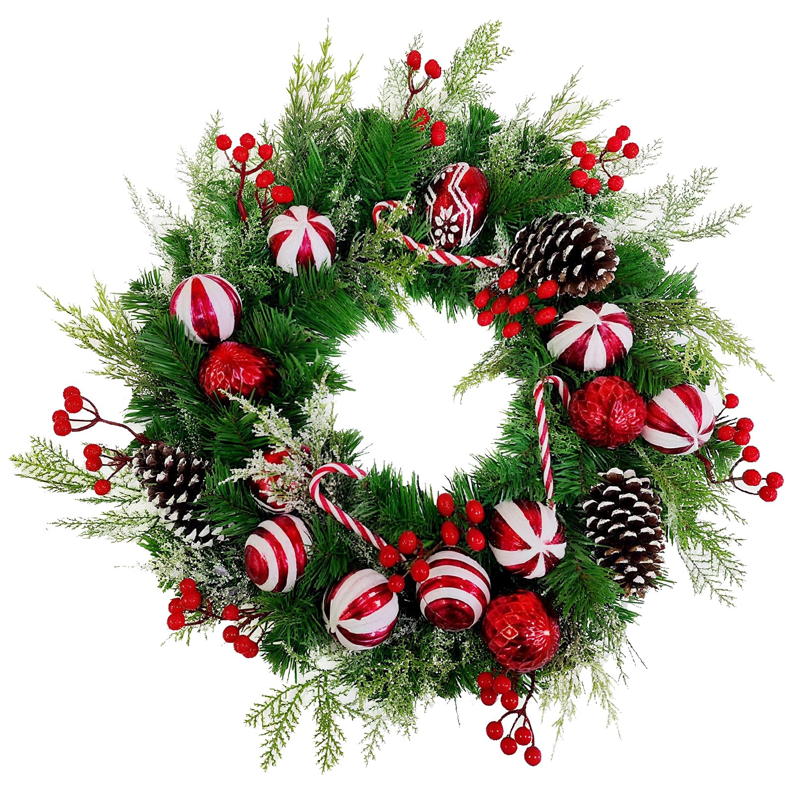Corona de Navidad de 20 pulgadas, eucalipto artificial, corona de hoja perenne artificial para decoración de ventanas al aire libre, decoración moderna de casa de campo artificial para decoración de