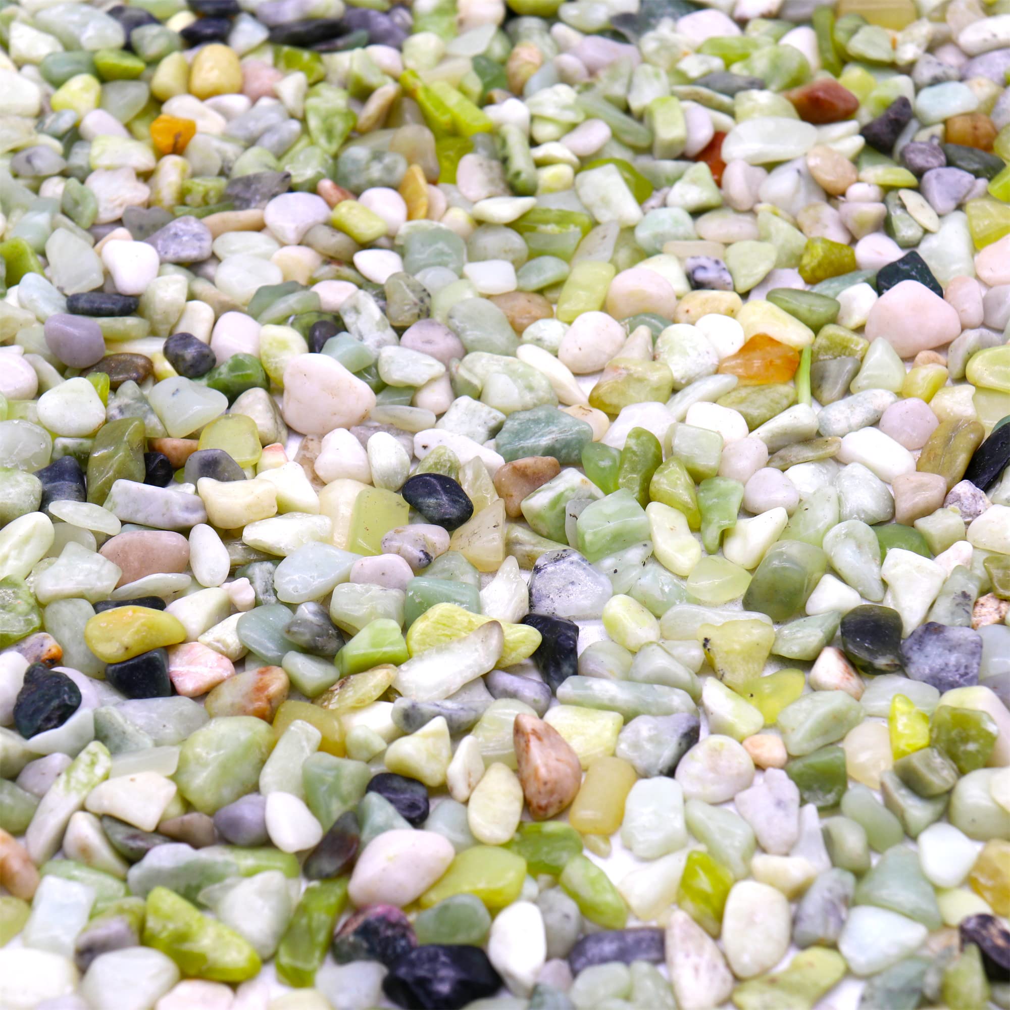 Premium Pebbles Rocks for Plants. Green Jade Decorative Polished Pebbles. 3/8 Inch – 10 lbs for Plants, Garden, Landscaping, Crafting, Succulents,