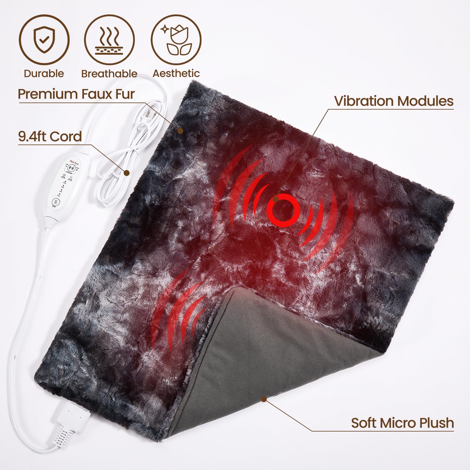 Bearhug Weighted Heating Pad, 4 Massage Modes And 4 Heat