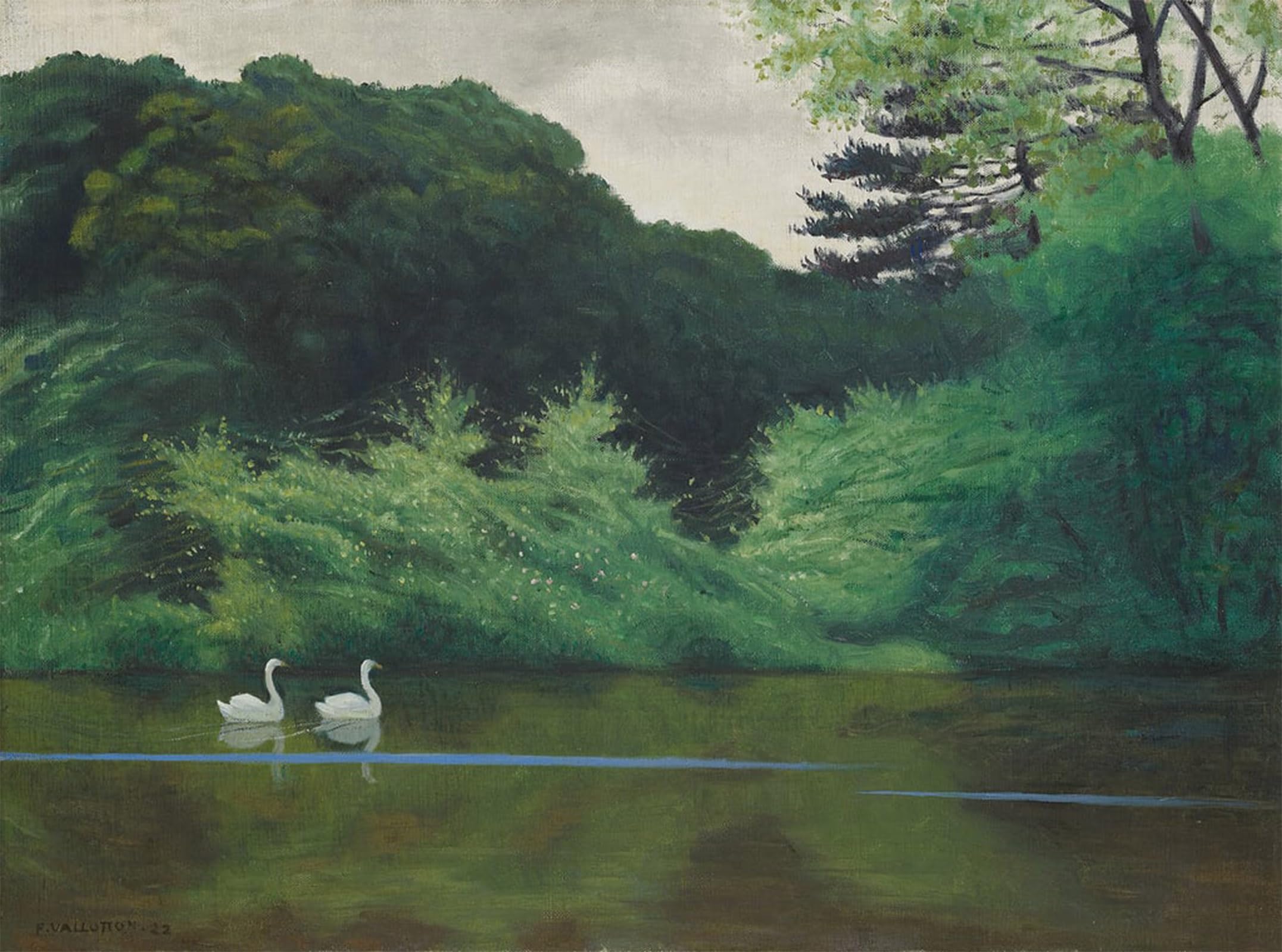 SERENDIPITP Vintage Wall Art Canvas Nordic Poster Canvas Print Picture Island of Lake Saint by Felix Edouard Vallotton Wall Art Poster for Home Decor 60x90cm
