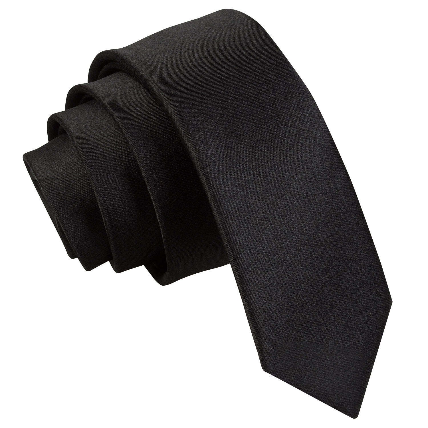 Dqt Men's Black - 5Cm Tie Plain Satin Tie – Wedding, Business & Formal Necktie - Black Skinny 5Cm